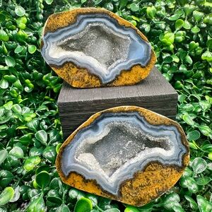 Druzy Agate Geode Pair